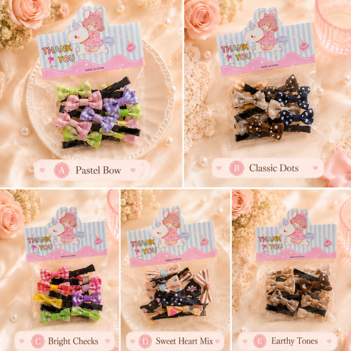 Bow berry mini clips set