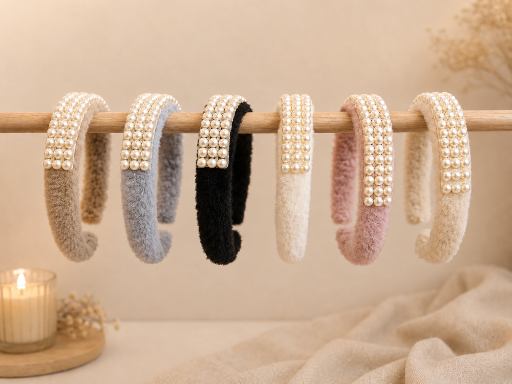 Pearl Fuzzy Headband